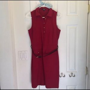 Red Belted Sleeveless Dress